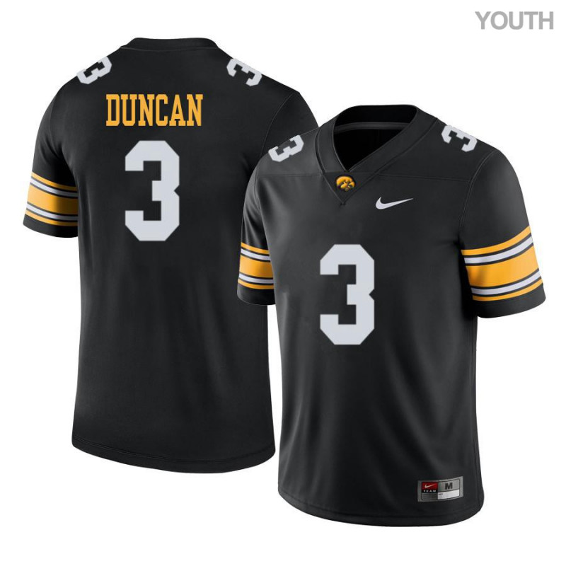 Youth Iowa Hawkeyes NCAA #3 Keith Duncan Black Authentic Nike Alumni Stitched College Football Jersey QS34J87ZL